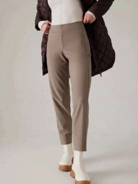 NWT Athleta Stellar Trouser size 16 XL slim leg ankle length pant pyrite beige